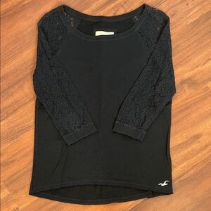 Hollister Navy Blue Lace Long Sleeve Top
